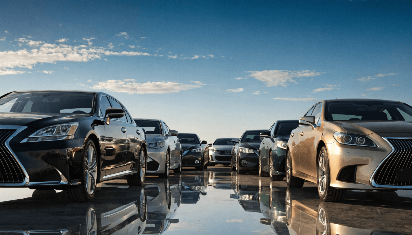 A lineup of clean, late-model sedans ready for weekly rental
